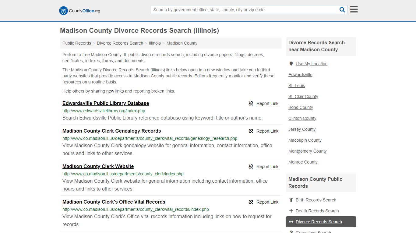 Madison County Divorce Records Search (Illinois) - County Office