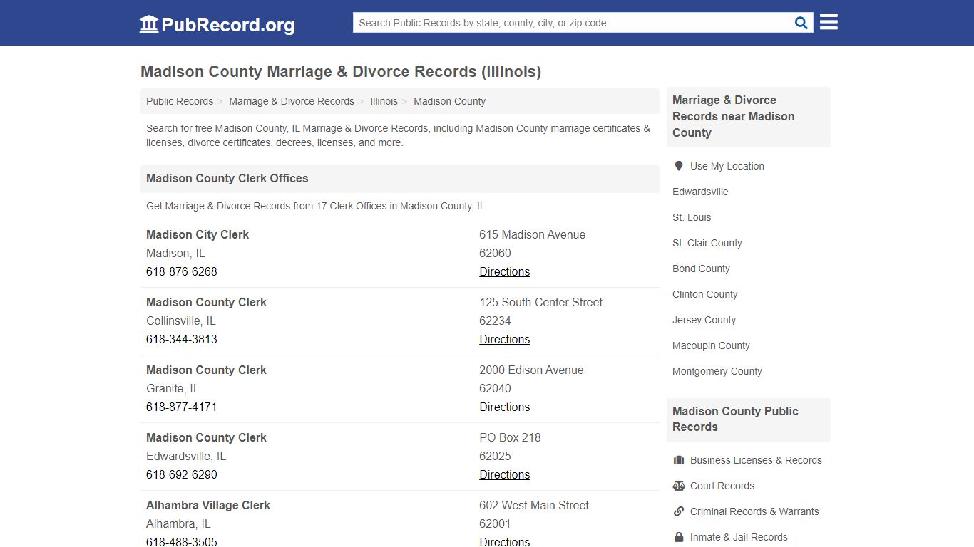 Madison County Marriage & Divorce Records (Illinois)